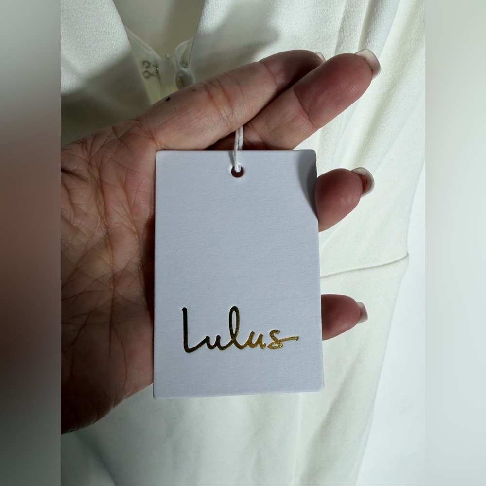Lulus NWT “Idyllic Perfection” White Plunge Sleeveless Mermaid Maxi Size Small - Picture 8 of 12